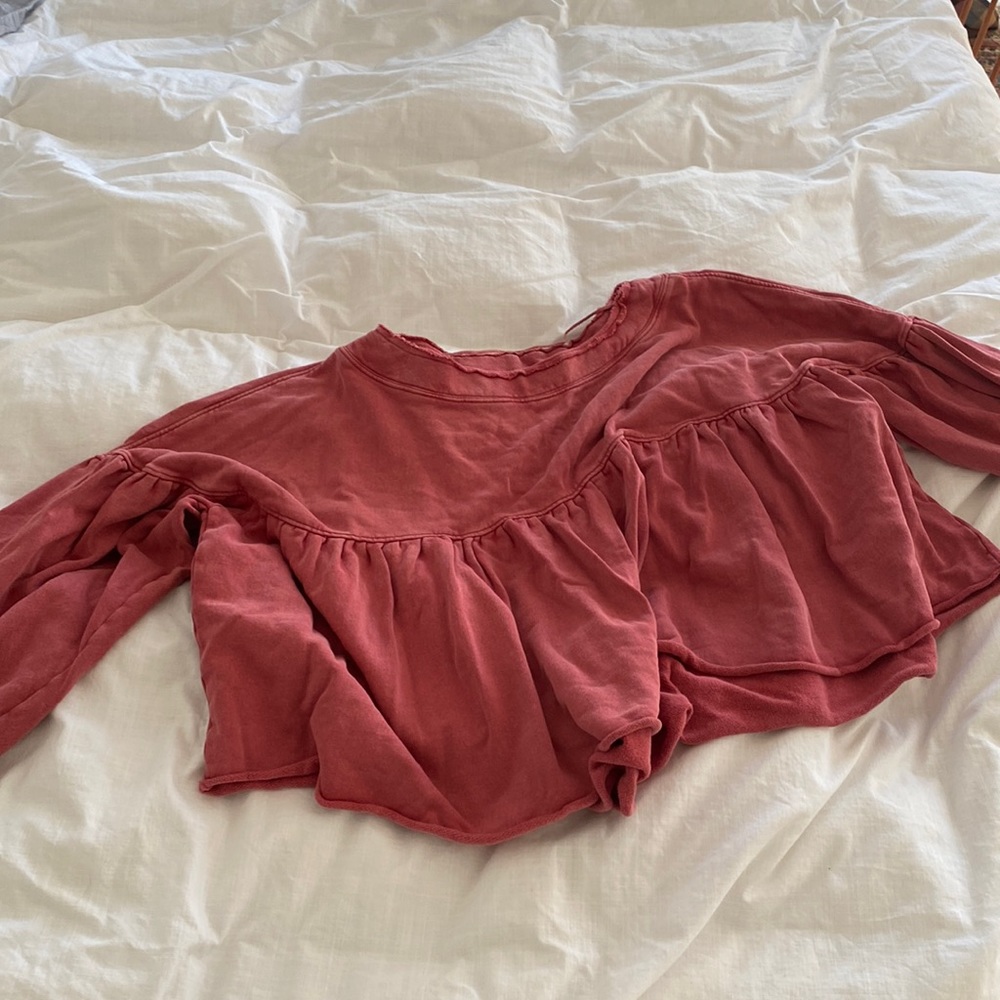 Pink free people babydoll sweatshirt